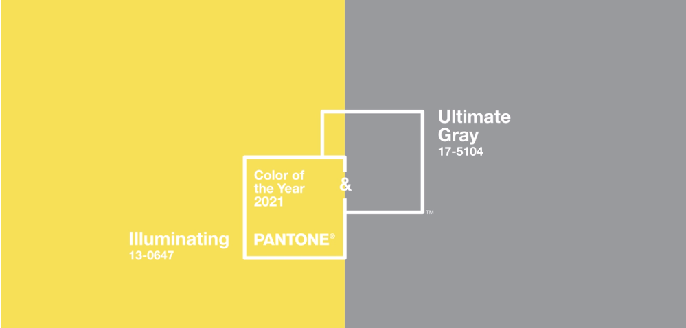 17-5104 Ultimate Gray + PANTONE 13-0647 Illuminating © Pantone