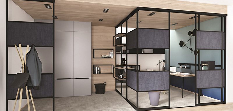 Durch flexible und individuelle Raumgestaltungssysteme entsteht ein attraktiver Büroplatz in den eigenen vier Wänden. © AMK